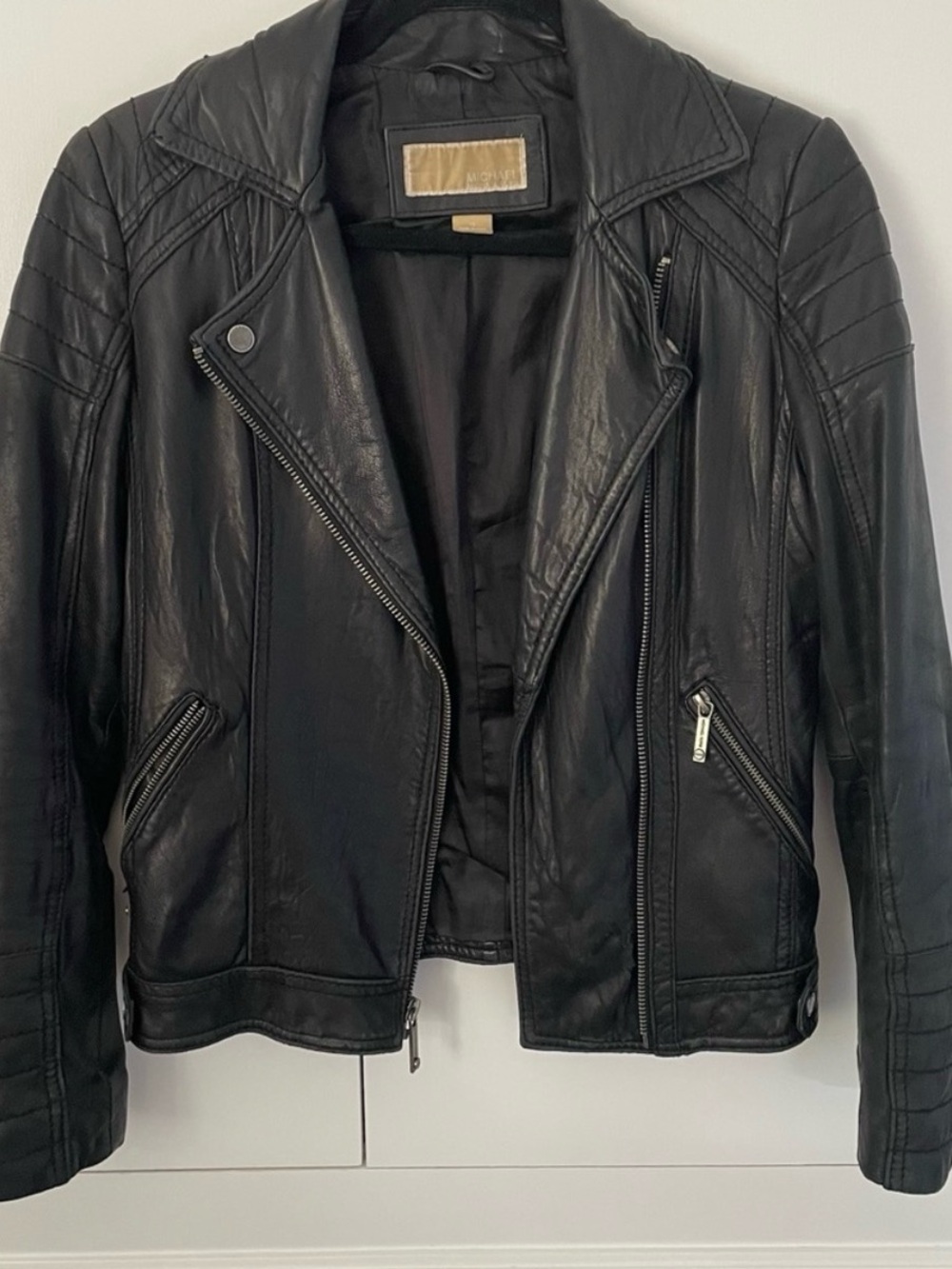 Michael Kors Black Leather Moto Jacket